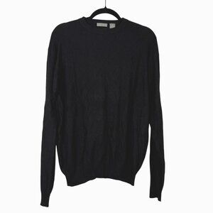 CH Classics Mens Black Silk Cashmere Diamond Pattern Crewneck Sweater Size M